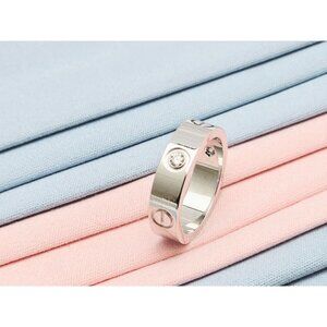 Cartier LOVE Ring Classic Model 3 Diamonds 18K White Gold 54mm Box & Paperwork